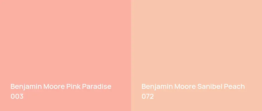 Benjamin Moore Pink Paradise 003 vs Benjamin Moore Sanibel Peach 072