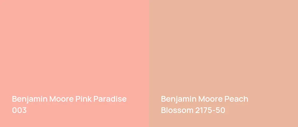 Benjamin Moore Pink Paradise 003 vs Benjamin Moore Peach Blossom 2175-50