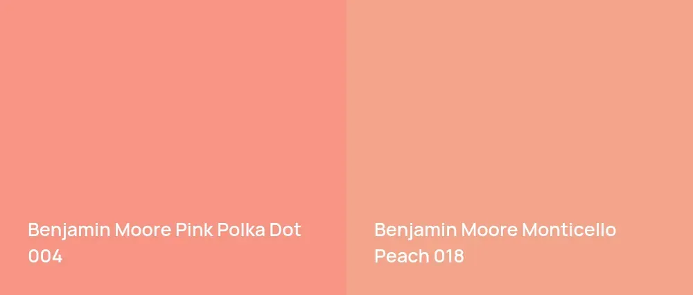 Benjamin Moore Pink Polka Dot 004 vs Benjamin Moore Monticello Peach 018