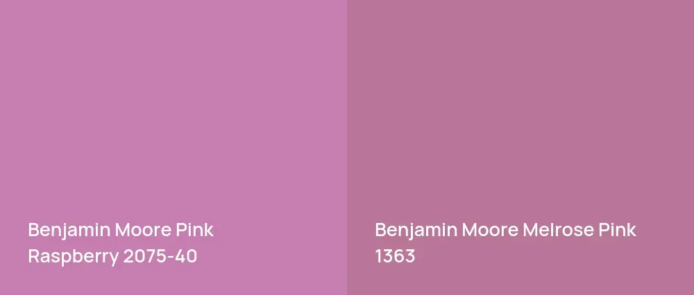 Benjamin Moore Pink Raspberry 2075-40 vs Benjamin Moore Melrose Pink 1363
