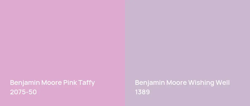 Benjamin Moore Pink Taffy 2075-50 vs Benjamin Moore Wishing Well 1389