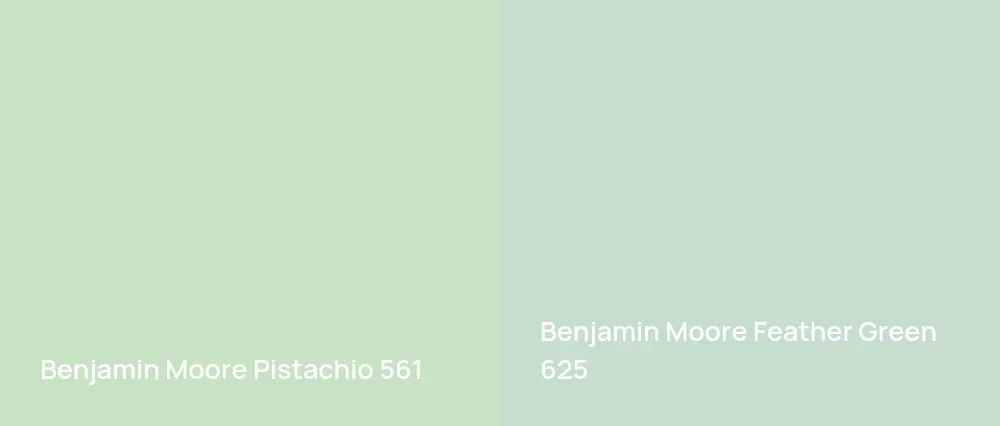 Benjamin Moore Pistachio 561 vs Benjamin Moore Feather Green 625