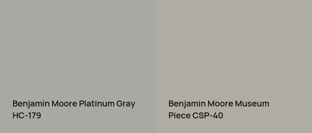 Benjamin Moore Platinum Gray HC-179 vs Benjamin Moore Museum Piece CSP-40