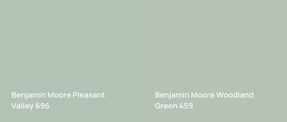 Benjamin Moore Pleasant Valley 696 vs Benjamin Moore Woodland Green 459