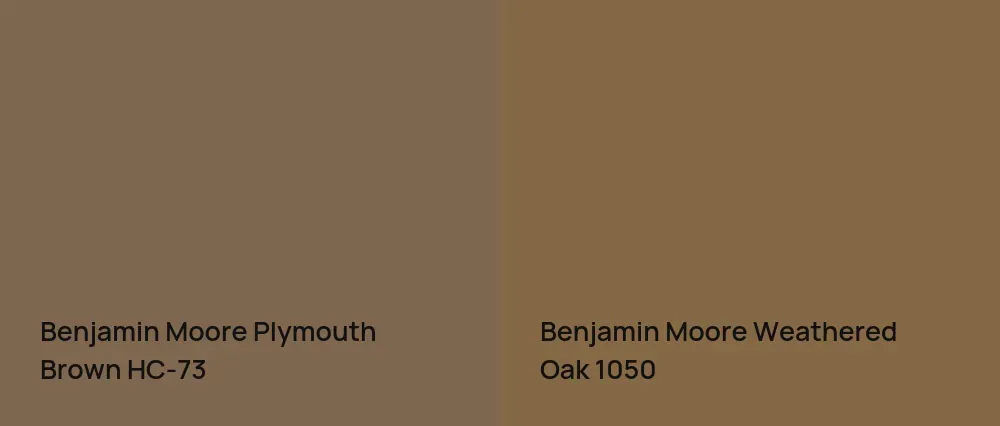 Benjamin Moore Plymouth Brown HC-73 vs Benjamin Moore Weathered Oak 1050