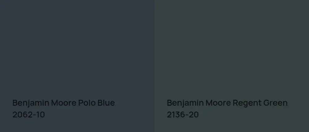 Benjamin Moore Polo Blue 2062-10 vs Benjamin Moore Regent Green 2136-20