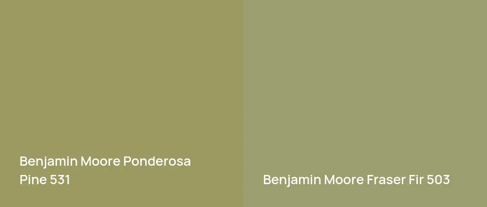 Benjamin Moore Ponderosa Pine 531 vs Benjamin Moore Fraser Fir 503