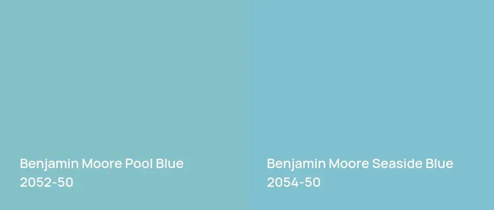 Benjamin Moore Pool Blue 2052-50 vs Benjamin Moore Seaside Blue 2054-50