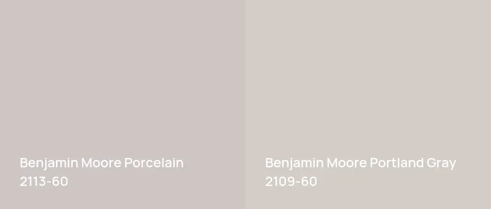Benjamin Moore Porcelain 2113-60 vs Benjamin Moore Portland Gray 2109-60