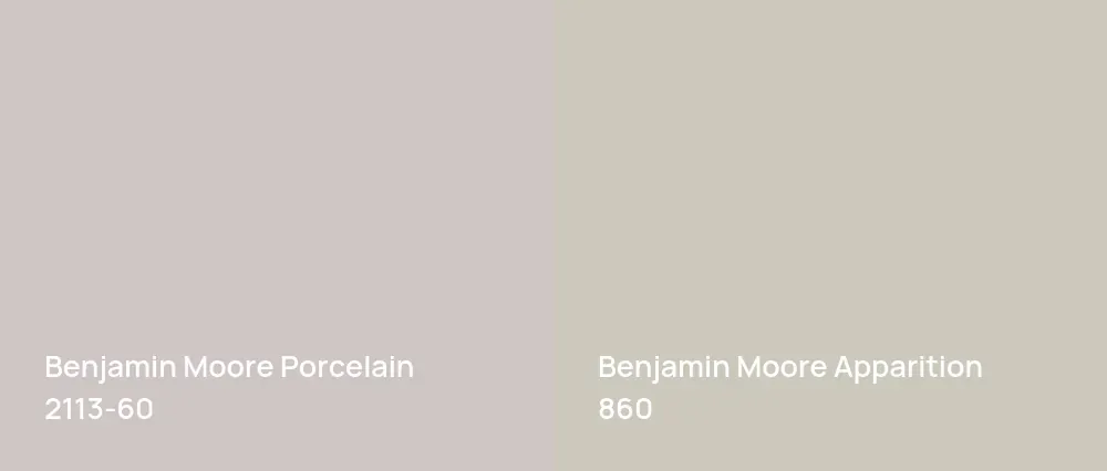 Benjamin Moore Porcelain 2113-60 vs Benjamin Moore Apparition 860