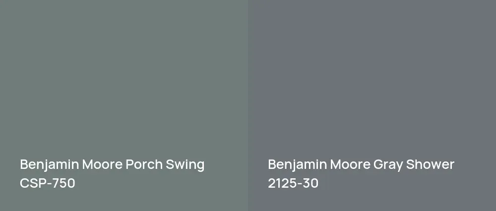 Benjamin Moore Porch Swing CSP-750 vs Benjamin Moore Gray Shower 2125-30