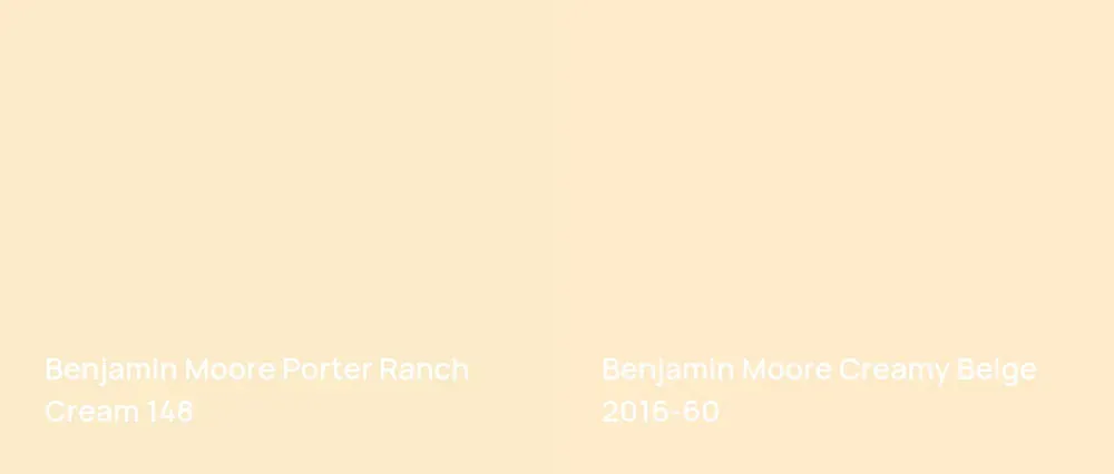 Benjamin Moore Porter Ranch Cream 148 vs Benjamin Moore Creamy Beige 2016-60