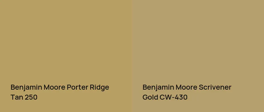 Benjamin Moore Porter Ridge Tan 250 vs Benjamin Moore Scrivener Gold CW-430
