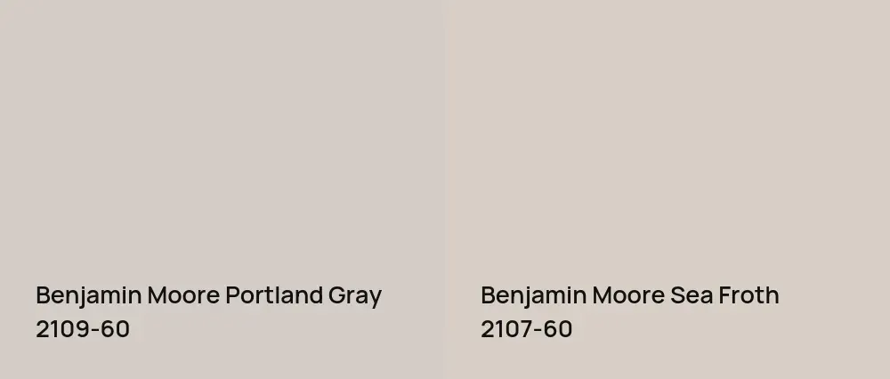 Benjamin Moore Portland Gray 2109-60 vs Benjamin Moore Sea Froth 2107-60