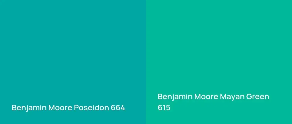 Benjamin Moore Poseidon 664 vs Benjamin Moore Mayan Green 615