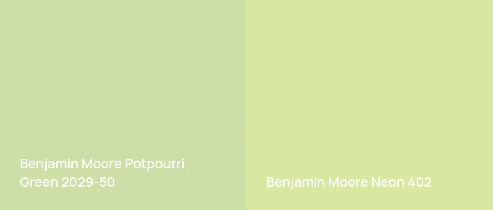Benjamin Moore Potpourri Green 2029-50 vs Benjamin Moore Neon 402