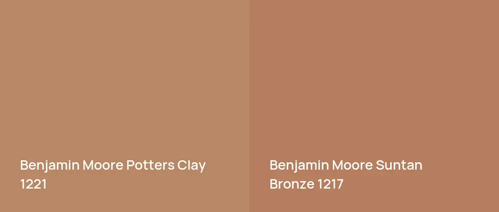 Benjamin Moore Potters Clay 1221 vs Benjamin Moore Suntan Bronze 1217
