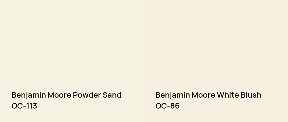 Benjamin Moore Powder Sand OC-113 vs Benjamin Moore White Blush OC-86