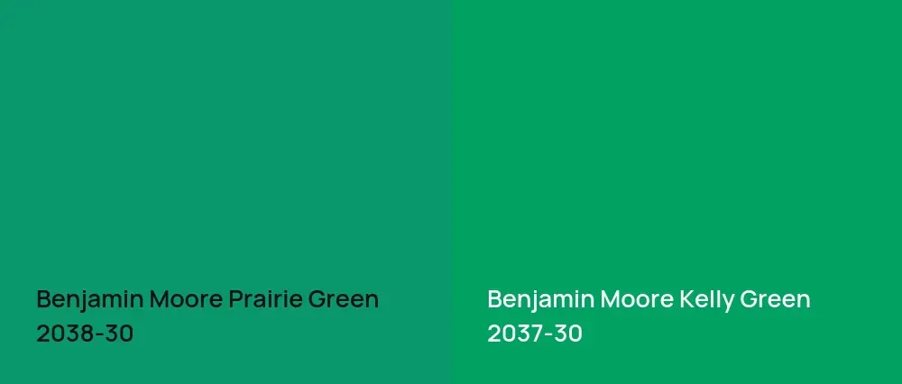 Benjamin Moore Prairie Green 2038-30 vs Benjamin Moore Kelly Green 2037-30