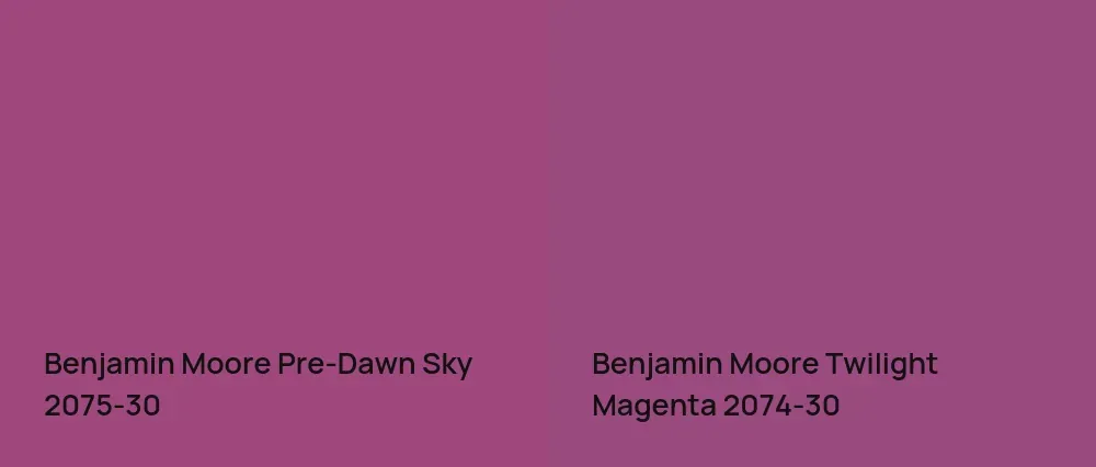 Benjamin Moore Pre-Dawn Sky 2075-30 vs Benjamin Moore Twilight Magenta 2074-30