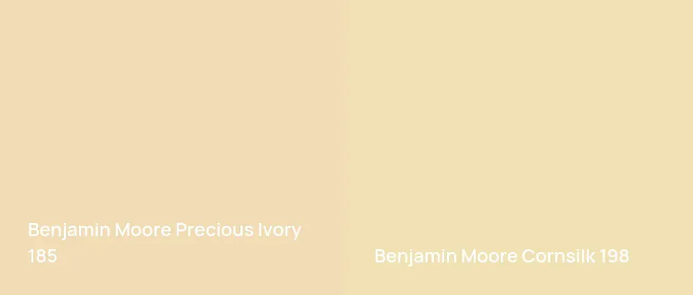 Benjamin Moore Precious Ivory 185 vs Benjamin Moore Cornsilk 198