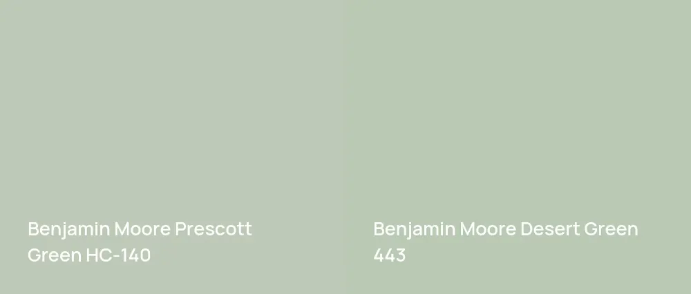 Benjamin Moore Prescott Green HC-140 vs Benjamin Moore Desert Green 443