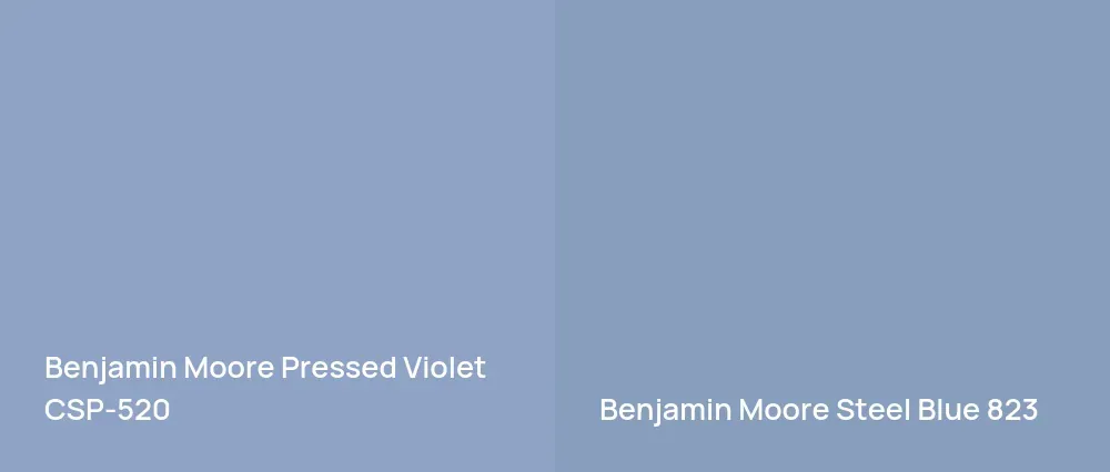 Benjamin Moore Pressed Violet CSP-520 vs Benjamin Moore Steel Blue 823
