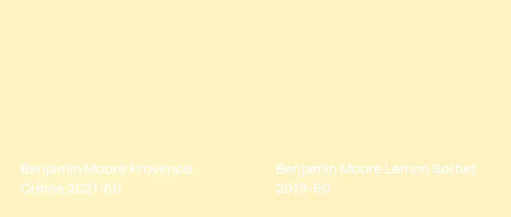 Benjamin Moore Provence Crème 2021-60 vs Benjamin Moore Lemon Sorbet 2019-60