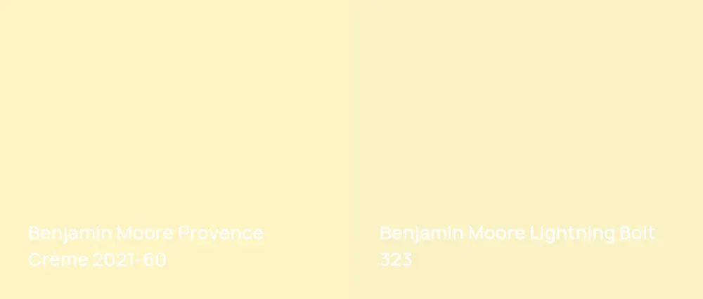 Benjamin Moore Provence Crème 2021-60 vs Benjamin Moore Lightning Bolt 323