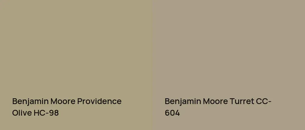 Benjamin Moore Providence Olive HC-98 vs Benjamin Moore Turret CC-604