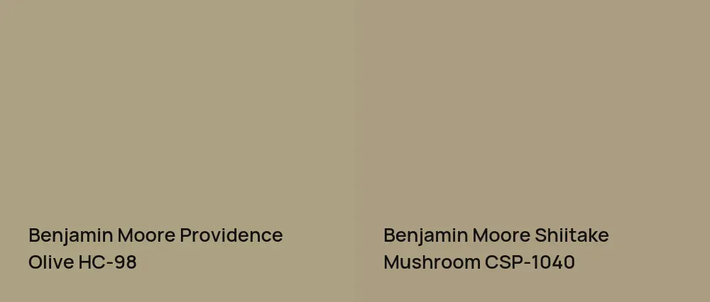 Benjamin Moore Providence Olive HC-98 vs Benjamin Moore Shiitake Mushroom CSP-1040