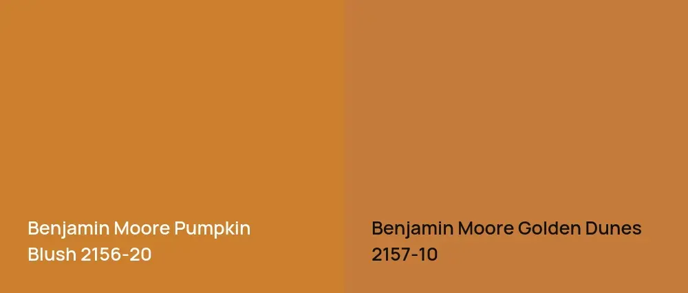 Benjamin Moore Pumpkin Blush 2156-20 vs Benjamin Moore Golden Dunes 2157-10