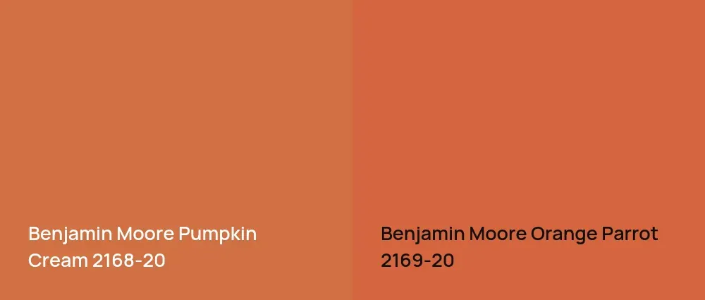 Benjamin Moore Pumpkin Cream 2168-20 vs Benjamin Moore Orange Parrot 2169-20