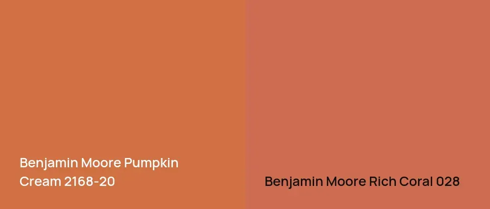 Benjamin Moore Pumpkin Cream 2168-20 vs Benjamin Moore Rich Coral 028