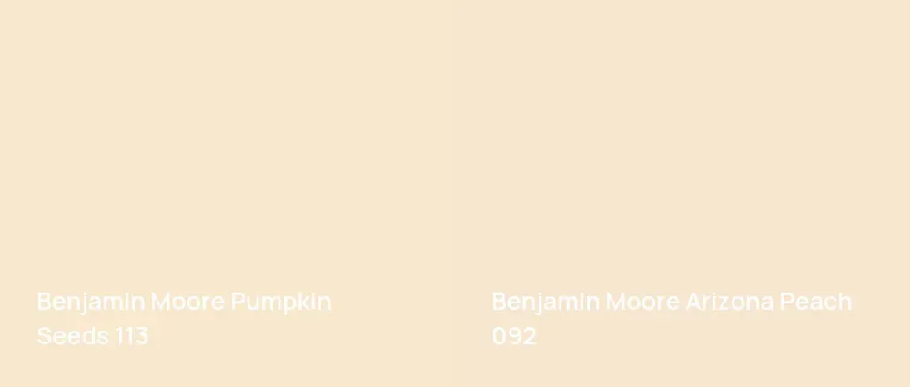 Benjamin Moore Pumpkin Seeds 113 vs Benjamin Moore Arizona Peach 092