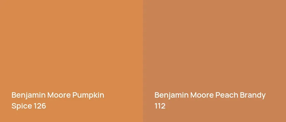 Benjamin Moore Pumpkin Spice 126 vs Benjamin Moore Peach Brandy 112