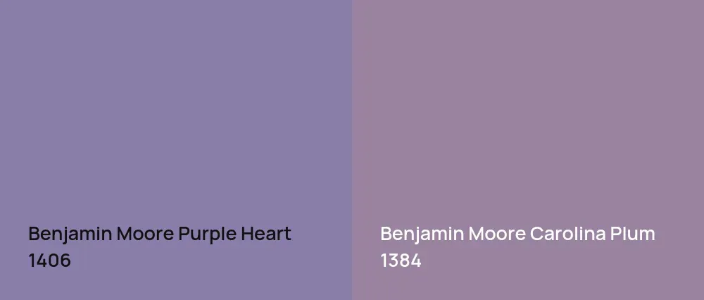 Benjamin Moore Purple Heart 1406 vs Benjamin Moore Carolina Plum 1384