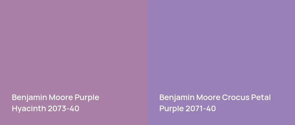 Benjamin Moore Purple Hyacinth 2073-40 vs Benjamin Moore Crocus Petal Purple 2071-40