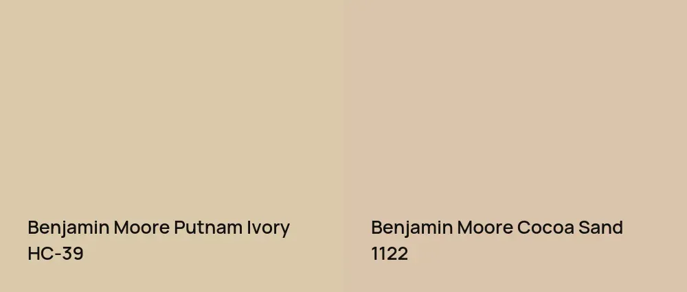 Benjamin Moore Putnam Ivory HC-39 vs Benjamin Moore Cocoa Sand 1122