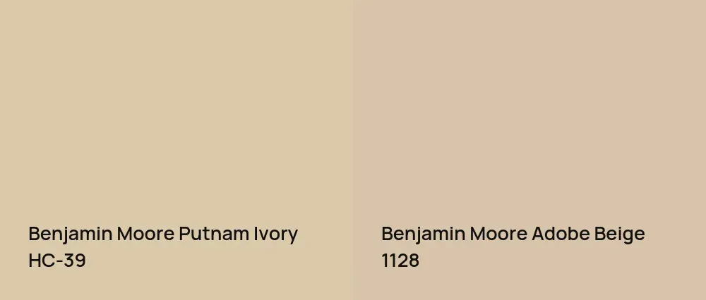 Benjamin Moore Putnam Ivory HC-39 vs Benjamin Moore Adobe Beige 1128