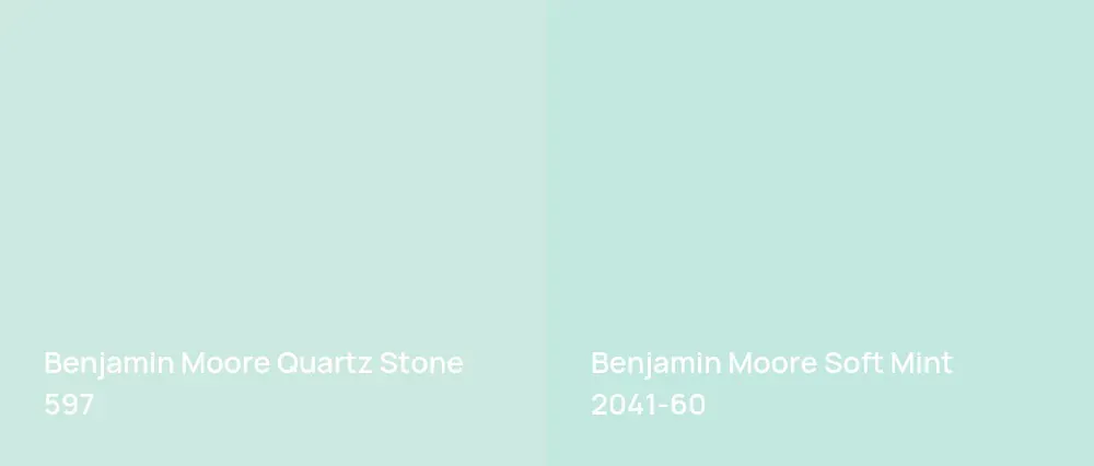 Benjamin Moore Quartz Stone 597 vs Benjamin Moore Soft Mint 2041-60