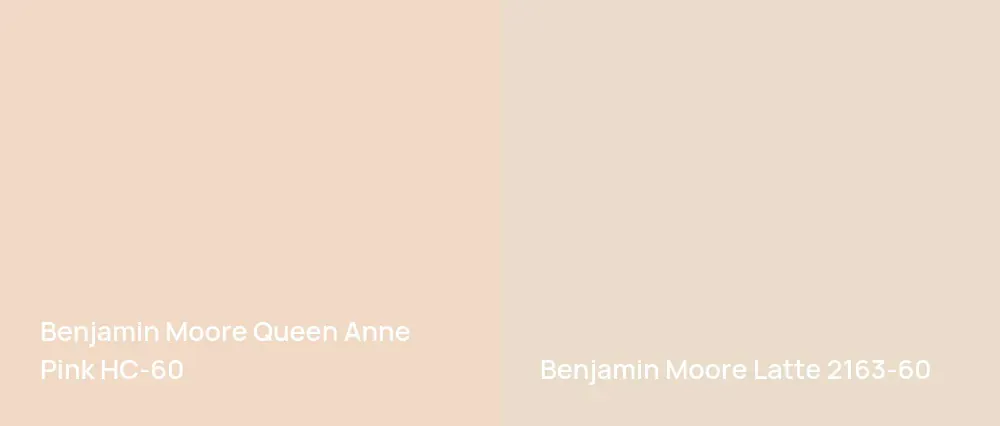 Benjamin Moore Queen Anne Pink HC-60 vs Benjamin Moore Latte 2163-60