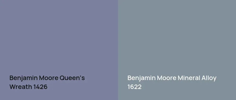 Benjamin Moore Queen's Wreath 1426 vs Benjamin Moore Mineral Alloy 1622