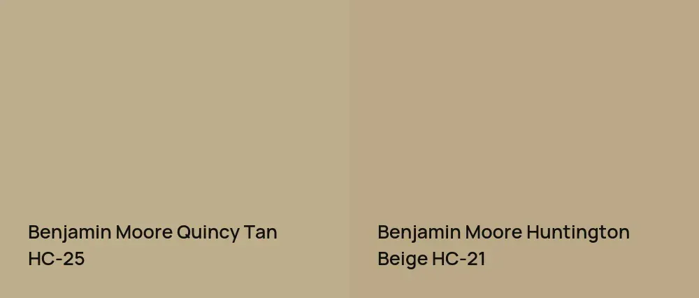 Benjamin Moore Quincy Tan HC-25 vs Benjamin Moore Huntington Beige HC-21