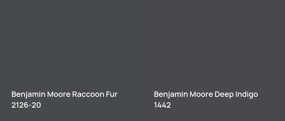 Benjamin Moore Raccoon Fur 2126-20 vs Benjamin Moore Deep Indigo 1442