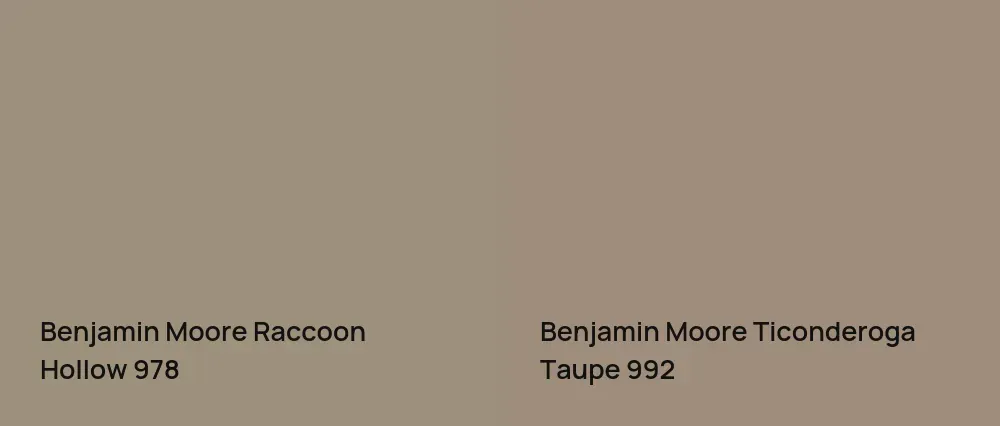 Benjamin Moore Raccoon Hollow 978 vs Benjamin Moore Ticonderoga Taupe 992