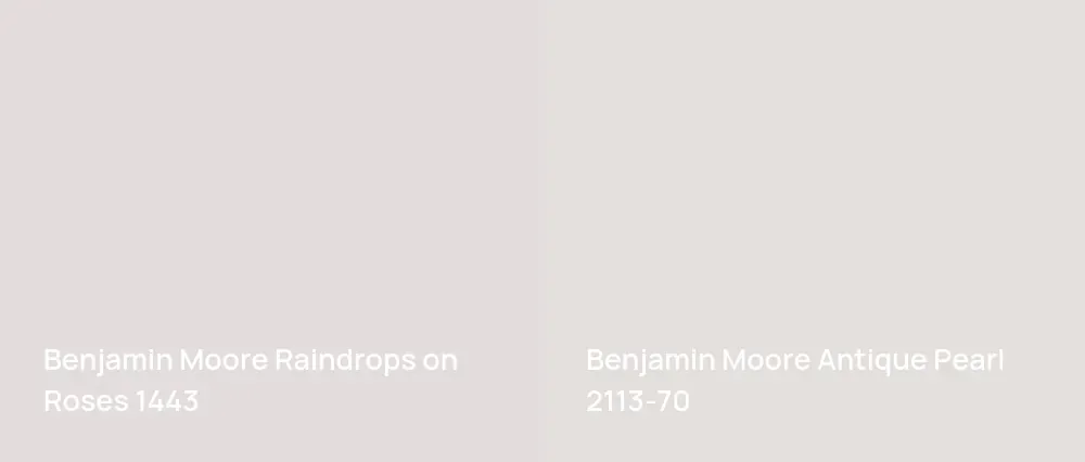 Benjamin Moore Raindrops on Roses 1443 vs Benjamin Moore Antique Pearl 2113-70
