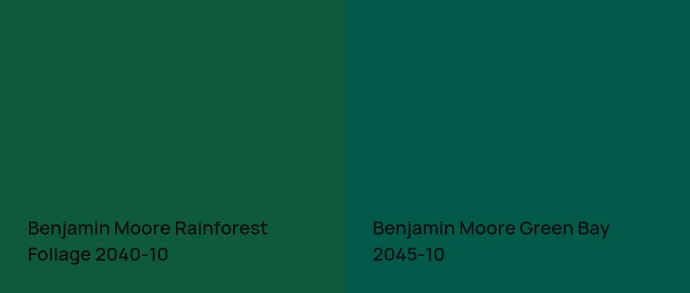 Benjamin Moore Rainforest Foliage 2040-10 vs Benjamin Moore Green Bay 2045-10