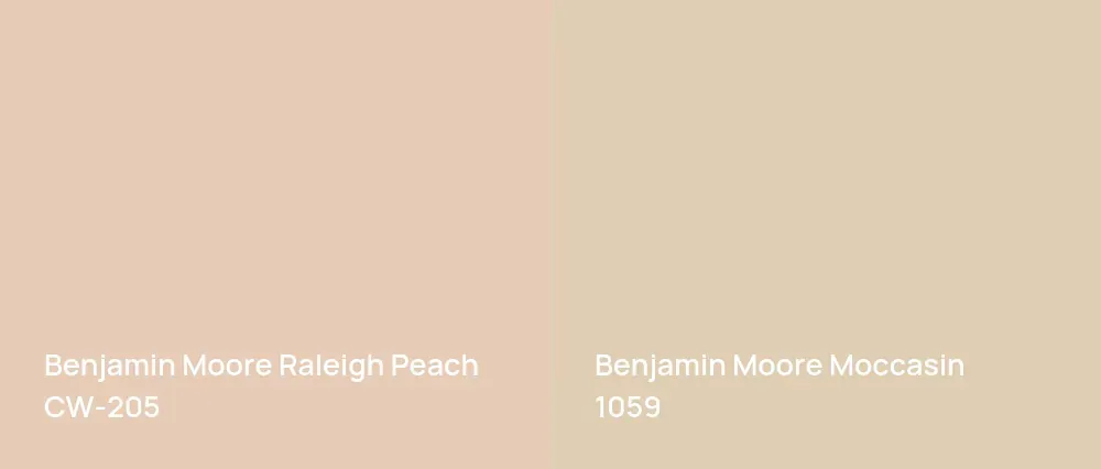 Benjamin Moore Raleigh Peach CW-205 vs Benjamin Moore Moccasin 1059
