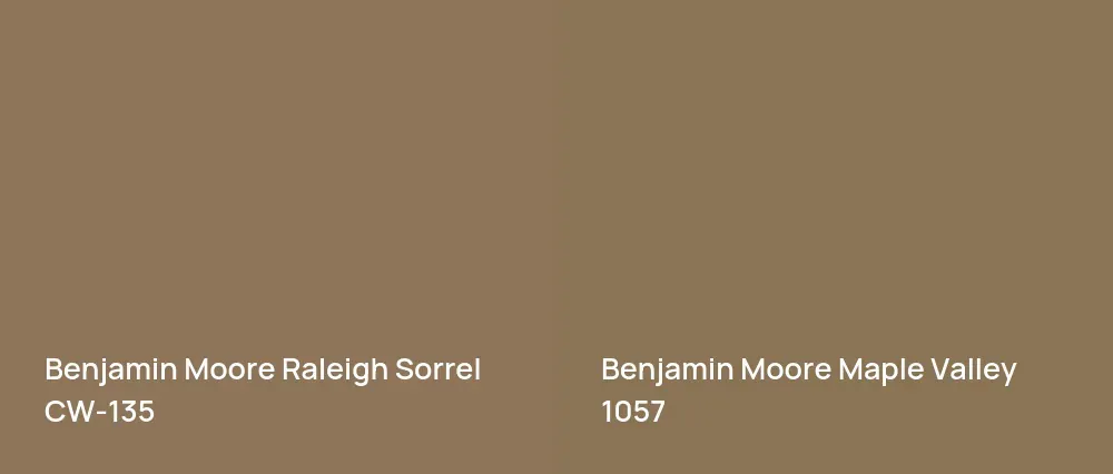 Benjamin Moore Raleigh Sorrel CW-135 vs Benjamin Moore Maple Valley 1057